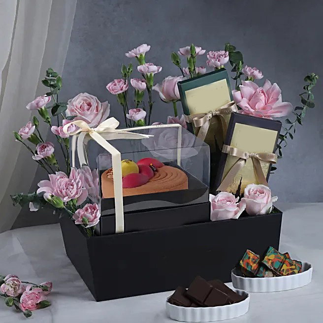Pastel Blooms n Chocolate Bento Hamper